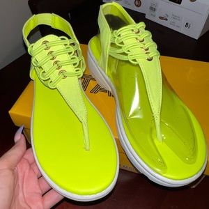 Neon yellow/ black sandals